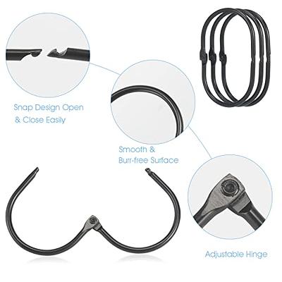 Goowin Shower Curtain Rings, 12 Pcs Shower Curtain Hooks, Oval Snap Shower  Rings for Curtain, Metal Black Shower Curtain Rings Rust Proof, Glide  Smoothly Shower Hooks for Shower Curtain Rod (Black) 