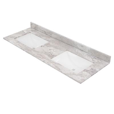 allen + roth 49-in Shadow Storm Natural Marble Undermount Single Sink  3-Hole Bathroom Vanity Top in the Bathroom Vanity Tops department at