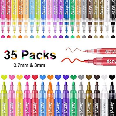 ZEYAR Dual Tip Acrylic Paint Pens 24 Colors, Board and Extra Fine Tips, Patented Product, AP Certified, Waterproof Ink, Works on Rock, Wood, Glass, Me