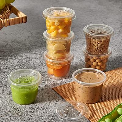 Tezzorio (100 Pack) 0.5-Ounce Plastic Portion Cups with Lids, Small  Condiment Cups/Sauce Cups, Translucent Plastic Souffle Cups/Portion  Containers