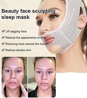 Gray)Face Slimming Bandage Reusable Breathable Ergonomic V Face Lift Bandage