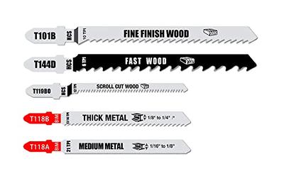 5-Piece T-Shank Jigsaw Blade Set 180mm Long Clean and Fast Cuts Wood  Cutting Jigsaw Blades Compatible with Bosch, Black & Decker, Makita, 