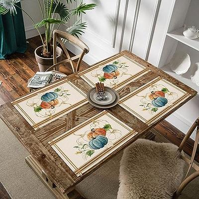 Placemats Set of 6, Fall Leaf Pumpkin Heat Resistant Dining Table