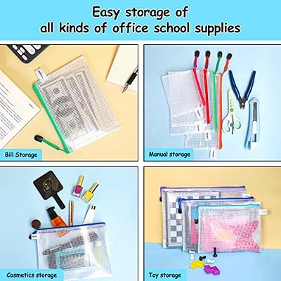 Mesh Zipper Pouch, Waterproof Bags, 8 Sizes Plastic Document Pouch