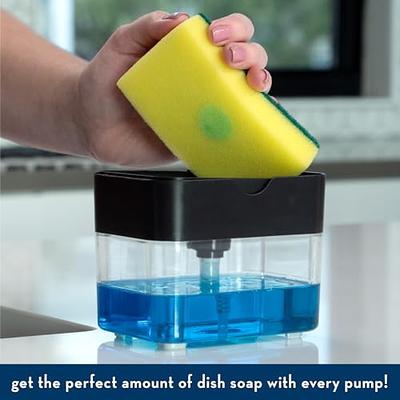 Dish Soap Dispenser for Kitchen Sink: Newest 2-in-1 Countertop Dishwashing  Liquid Pump - 12.5 Ounces Washing Liquid Detergent Dispenser with Sponge