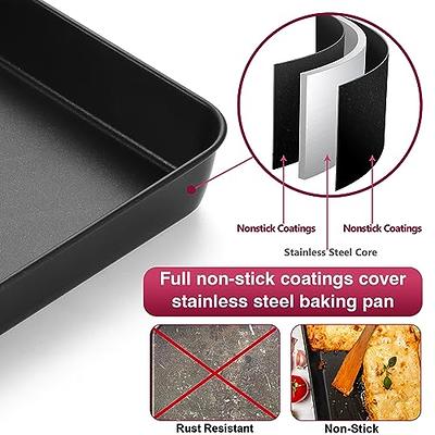 P&P CHEF 9 x 9 Inch Square Cake Pan with Lid (1 Pan & 1 Lid), Nonstick  Square Pan for Oven Bakeware Baking Cooking, Stainless Steel Core & Plastic