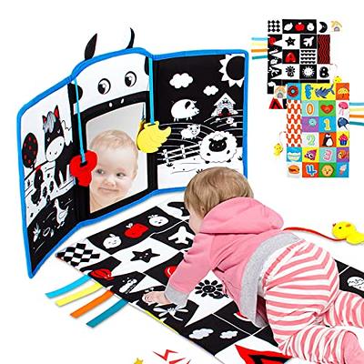 beiens Baby Toys 0-6 Months Tummy Time Crinkle Toys with Mirror Black and  White High Contrast Sensory Toys for 0-6-12-18 Months Toddler Newborn Boy  Girl Gift Set Play Mats-4 in 1