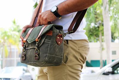 Waxed Canvas Messenger Bag Small