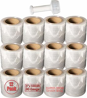 [4 Roll] 18 Inch x 1000 Feet Plastic Shrink Wrap - Clear Heavy Duty Stretch  Wraps, Adhering Film for Moving Packing Paper Storage Office Supplies