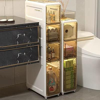 2/3/4 Tier Bathroom Floor Cabinet, Vertical Storage Unit with Clear Drawers  and Casters, Large Capacity Narrow Tall Slim Storage Tower Waterproof  Toilet Paper Storage Cabinet for Small Spaces Gaps,4 t - Yahoo Shopping