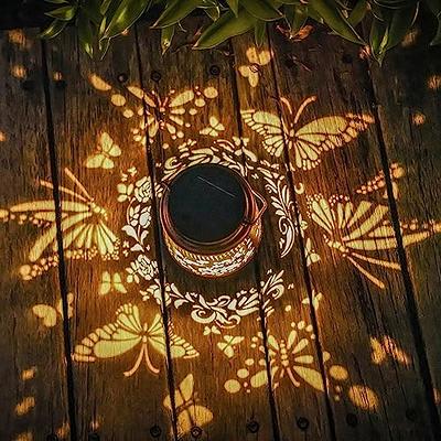 Solar Lights Outdoor Garden Decor Hanging Lanterns Decoration Metal Retro  Butterfly Hollow Pattern Gifts Waterproof Solar Lantern for Garden, Patio 