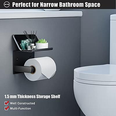 Double Roll Toilet Paper Holder with Phone Shelf - Bathroom Tissue Dispenser - Modern Style (Brushed Nickel)