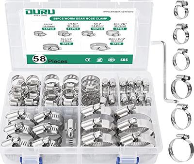 Steelsoft 304 Stainless Steel Hose Clamp Assortment Kit DIY, Cut-to-Fit 35 ft Metal Strap+16 Stronger Fasteners, Large Adjustable Worm Gear Hose