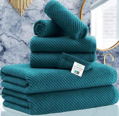 Large Green Luxury Cotton Bath Towels - 4 Pack Spa Hotel Bathroom, 30x56  Size