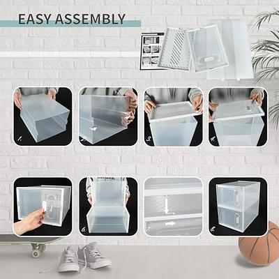 SESENO. 12 Pack Shoe Storage Boxes, Clear Plastic Stackable Shoe Organizer  Bins, Drawer Type Front Opening Shoe Holder Containers