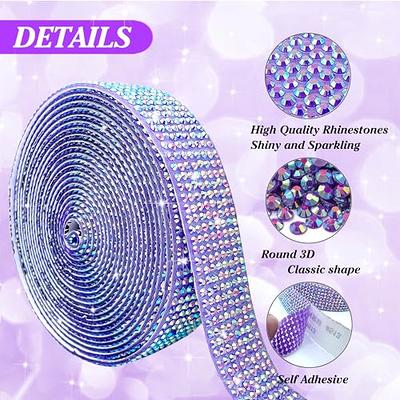 3 Rolls Self Adhesive Rhinestone Strips Diamond Bling Crystal Ribbon with 2  Mm S