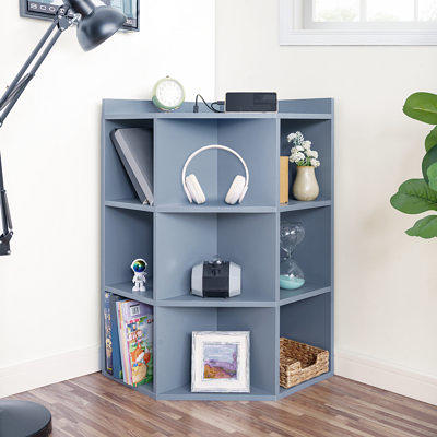 ALBOMI Corner Cabinet with 3 Storage Baskets, USB Ports and Outlets, Small  Space Wooden Corner Cube Storage, Kids Corner Bookshelf for Living Room