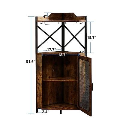 YITAHOME Corner Shelf with Power Outlets & LED Lights & Glass Holder, 5 Tier Corner Bar Rack, Corner Storage Cabinet Display Shelves for Living Room