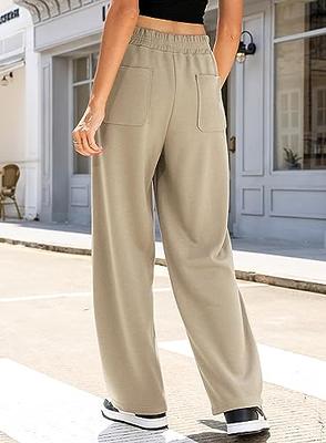 TARSE Women Wide Leg Yoga Pants Plus Size High Waist Comfy Loose Lounge  Pajama Palazzo Sweat Pants Pockets(Army Green,XXL)
