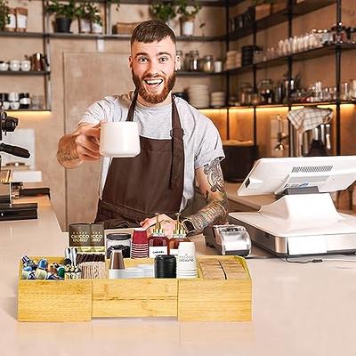  Coffee Bar Accessories Organizer Countertop, Wood Coffee  Station Organizer with Handle, K Cup Storage Basket Coffee Pod Holders with  Drawer, Farmhouse Coffee Condiment Organizer for Coffee Bar Decor : Home 