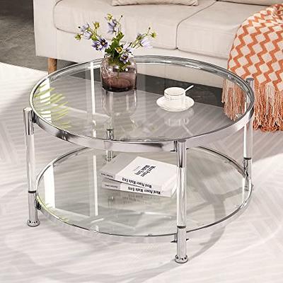 LifeSky Acrylic Glass Coffee Table - Round Coffee Tables with