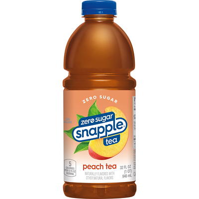 Snapple Zero Sugar Peach Tea, 16 fl oz recycled plastic bottle