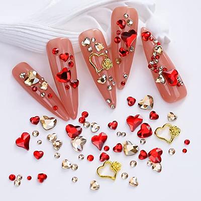  2680Pcs Red Rhinestones Nail Gems, 120pcs Big red Nails Charms  with Bling Flatback Round Beads, Light red Clear Diamond Stones Jewelry  Supplies for DIY Face Eyes Makeup Crafts Decoration : Beauty