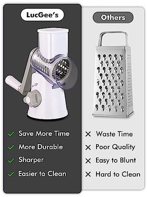 LucGee Rotary Cheese Grater with Handle - 3 in 1 Cheese Shredder
