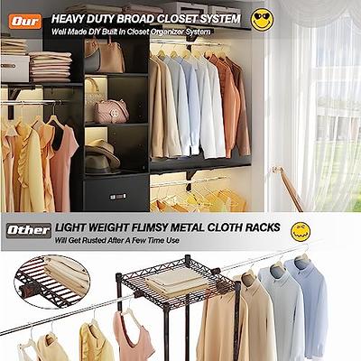 Aheaplus Clothing Rack Heavy Duty Closet Organizer for Hanging Clothes,  Large Wall Mounted Garment Rack Clothes Rack with 6-Drawers for Wardrobe