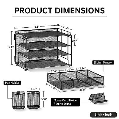 DALTACK Mesh Desk Organizer, 4 Tier Paper Letter Tray Organizer