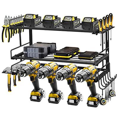 Aomomery Power Tool Organizer Wall Mount,Drill Charging Station Six Drill Slots, with Screwdriver Rack and Drill Bit Rack Tool Organizer for Garage