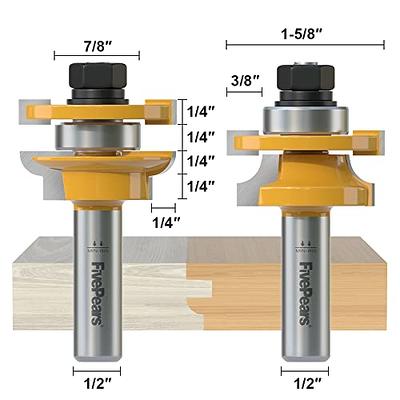 Fivepears Roundover Rail and Stile Router Bits Set 1/2 Inch Shank