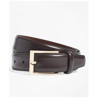Brooks Brothers Men's Stitched Leather Belt, Medium Brown