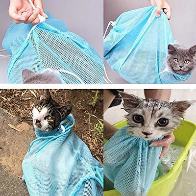  Cat Bag for Bathing Set with Cat Grooming Washing Bag  Adjustable Pet Shower Brush - Cat Bathing Mesh Bag Anti Scratch Anti Bite  Soft Durable for Cats & Dogs Restraint