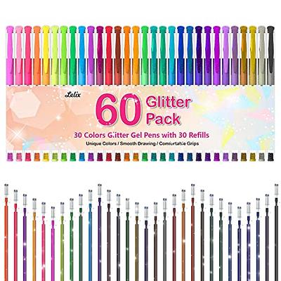 Soucolor Glitter Gel Pens for Adult Coloring Books 120 Pack-60 Glitter Pens  60 Refills and Travel Case 40% More Ink Glitter Gel Markers Pen Set for  Drawing Doodling Journaling Craft Art Supplies