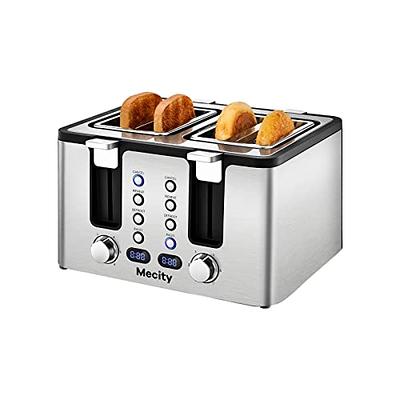 Mecity Toaster 2 Slice Stainless Steel Toaster Countdown Timer