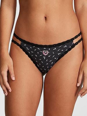 The Lacie Lace Lace-Up Cheeky Panty, Black, M - Women's Panties