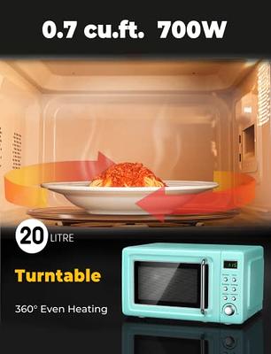  SIMOE Small Microwave Oven, 0.7 Cu Ft 700W Countertop Retro  Microwave with 8 Auto-cooking Set & Defrost, Child Lock, Compact Microwave  w/10 Inch Removable Turntable, Timer, 5 Micro Power, LED Lighting 