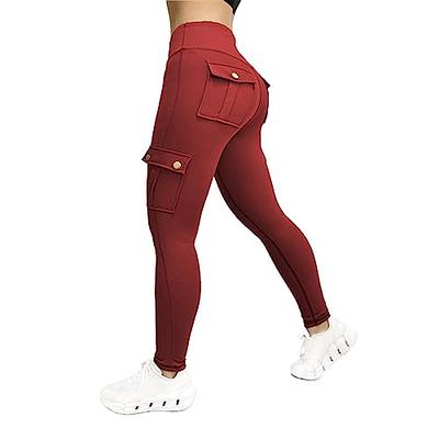 Women Butt Scrunch Cargo Leggings Slim High Waist Tummy Control Yoga  Sweatpants Flap Pockets Skinny Stretchy Workout Joggers Black at   Women's Clothing store