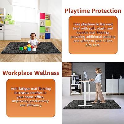 Yes4All 3/8 inch Thick Interlocking Rubber Floor Mat, 6 Tiles, 24Sqft ,Blue  Dot 