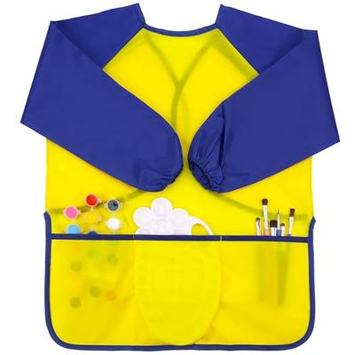 Lusofie 2 Pack Kids Art Smock Children Painting Apron Waterproof Long  Sleeve Toddler Aprons with 3 Pockets Girls Boys Toddler Smocks for Painting