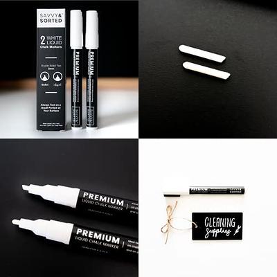 Funcils 6 White Chalk Markers for Chalkboard - White Liquid Chalk Markers, Chalkboard Markers Erasable, Pack of 6 - (2X) 1mm Extra Fine, 3mm Fine