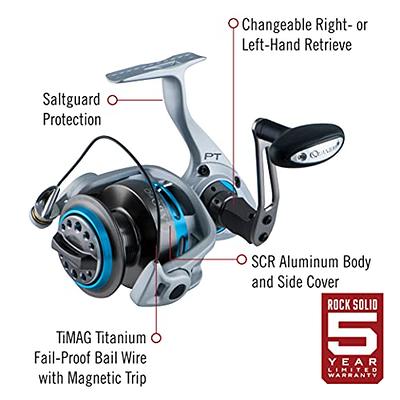 Quantum Vapor Spinning Fishing Reel, Continuous Anti-Reverse Clutch,  Composite Cork Handle Knobs, Silver/Black