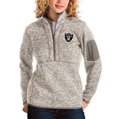 Women's Antigua Heathered Charcoal Las Vegas Raiders Closure Full-Zip Vest