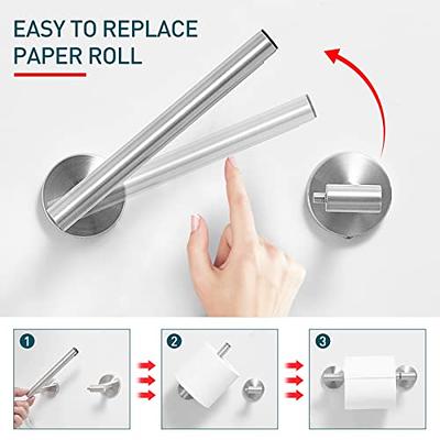 Toilet Paper Holder - Bathroom Flexible Pivoting Tissue Handle on Wall  Mounted, Large Mega Roll Holder - black 