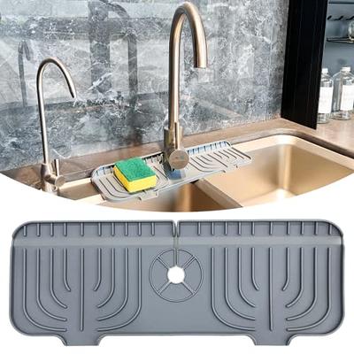 Silicone Kitchen Faucet Mat For Sink Sponge Drain Rack Foldable Sink Mat  Faucet Splash Catcher Bathroom Countertop Protector Mat