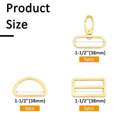 MELORDY 15Pcs Metal Swivel Snaps Hooks with D Rings and Tri-Glides Slide  Buckles for Key Lanyard Purse Bag Straps Dog Collars DIY Sewing Hardware  Craft (1-1/2 inch, Gold) - Yahoo Shopping