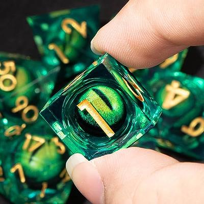 OUKELANWO Lord of the Rings Magic Resin DND Dice Set D&D, Green