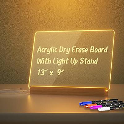 Led Note Board with Colors, Glowing Acrylic Letter Erase Board