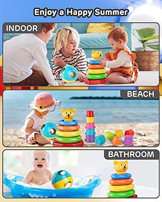 Stacking Cups Bath Toys for Toddlers, Rainbow Bath Cups for Baby 1-3 Years